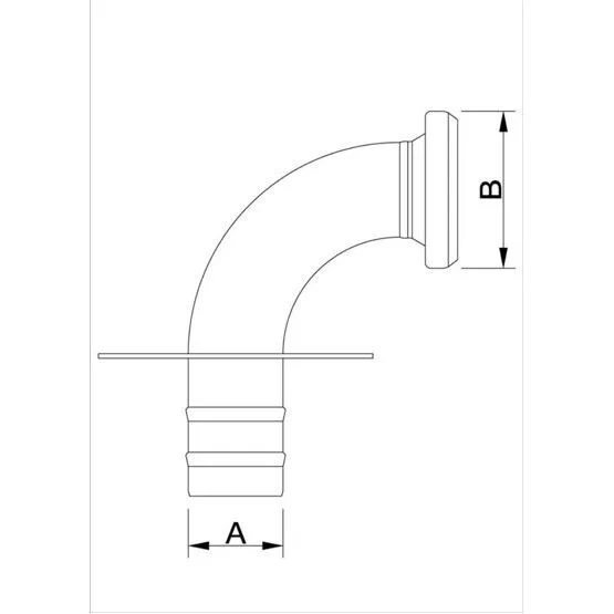 Saugbogen 90° mit Platte Mutterteil BAUER-System